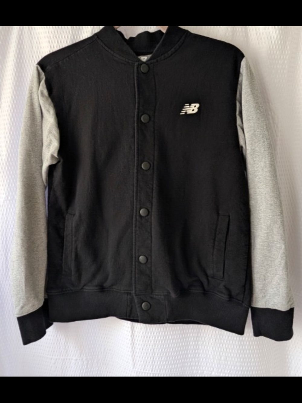 New Balance Black and Gray Kids Button-Up Sweatshirt